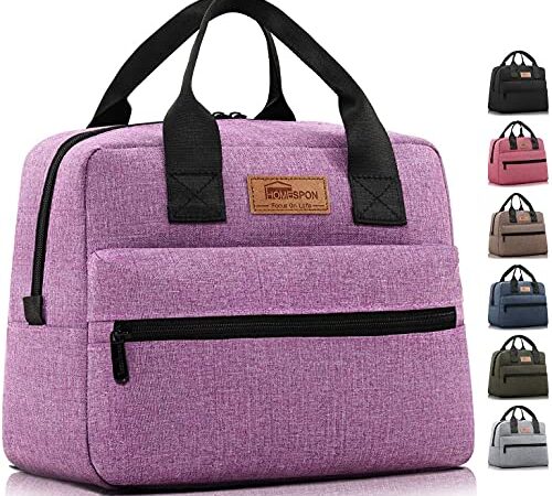 HOMESPON Insulated Lunch Bag Box Cooler Totes Handbag with Front Pockets for Man or Woman (Purple)