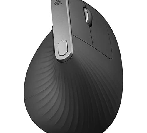 Logitech MX Vertical Wireless Mouse – Advanced Ergonomic Design Reduces Muscle Strain, Control and Move Content Between 3 Windows and Apple Computers (Bluetooth or USB), Rechargeable, Graphite