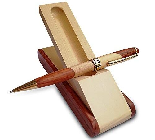 Luxury Wooden Ballpoint Pen Gift Set with Business Pen Case Display, Nice Writing Pen with Box and Gel Ink Refills