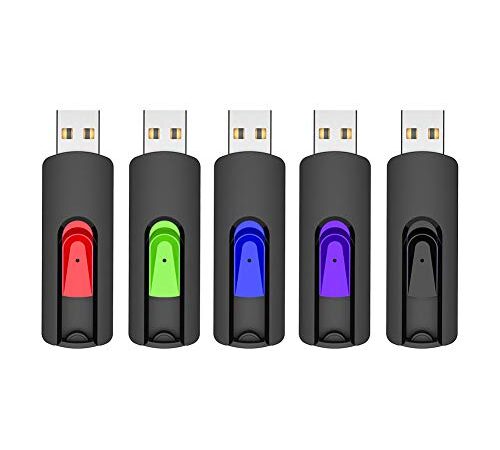 RAOYI 5Pack 64GB USB Flash Drives Thumb Drive Memory Stick Slide Retractable Jump Drive (64GB