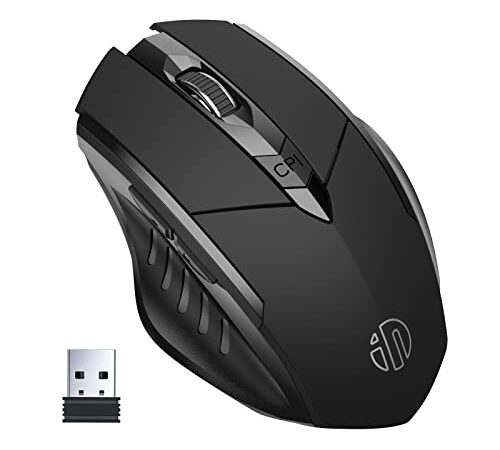 Wireless Mouse, inphic Rechargeable Gaming Mouse with USB Nano Receiver for Notebook, PC, Laptop, Computer, MacBook (Black )