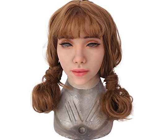 Yuewen Kathy Female Face Mask Realistic Handmade Woman Face Crossdresser (Tan Color)