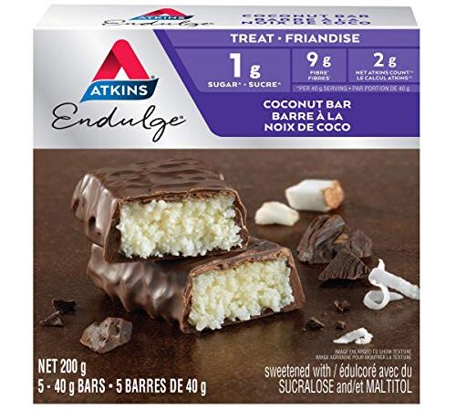 Atkins Endulge Bars - Coconut, 1g Sugar, Keto-Friendly, High Fibre - 5-Count