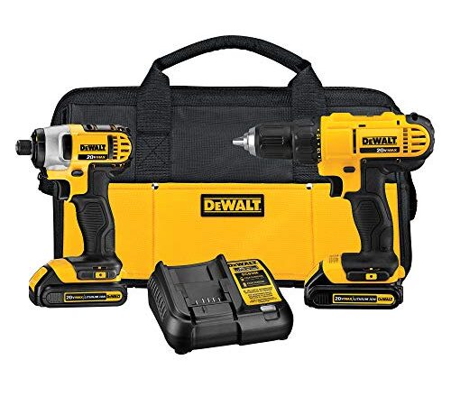 DEWALT 20V Max Cordless Drill Combo Kit, 2-Tool (DCK240C2),Yellow/Black Drill Driver/Impact Combo Kit