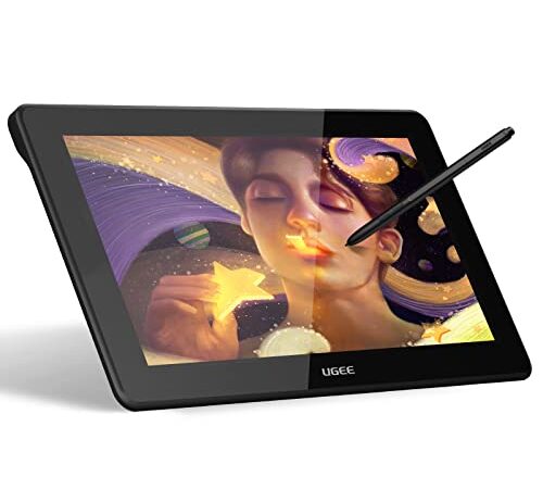 Drawing Tablet with Screen 11.9 Inch, UGEE U1200 Drawing Pad Display 90% NTS with Battery-Free Pen and Glove, 8192 Pressure Sensitivity Computer Graphics Tablets for Windows/Mac/Android/Linux/OSU