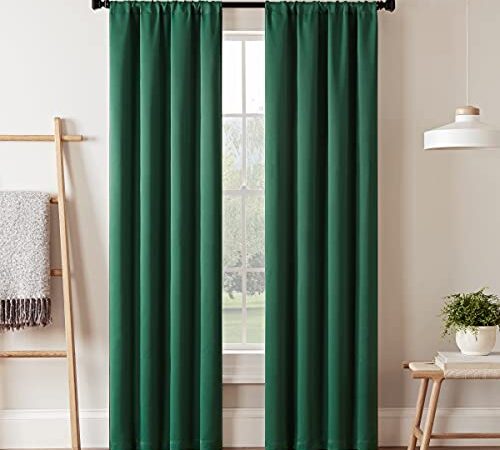 Eclipse Darrell Thermaweave Blackout Window Curtain Panel, 37 in x 84 in, Emerald