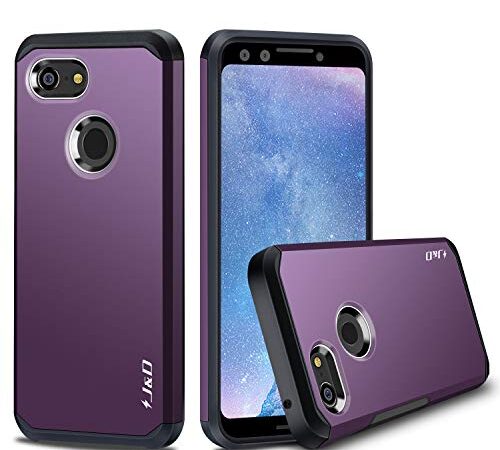 J&D Case Compatible for Google Pixel 3 Case, Heavy Duty [Dual Layer] Hybrid Shock Proof Protective Rugged Bumper Case for Google Pixel 3 Case – [Not Compatible with Google Pixel 3 XL] - Purple