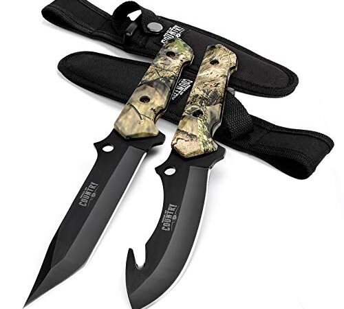 Mossy Oak 2-Piece Hunting Knives Gut Hook Set with Sheath Fixed Blade Stainless Steel Blades