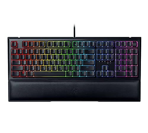 Razer Ornata V2 Gaming Keyboard: Hybrid Mechanical Key Switches - Customizable Chroma RGB Lighting - Individually Backlit Keys - Detachable Plush Wrist Rest - Programmable Macros