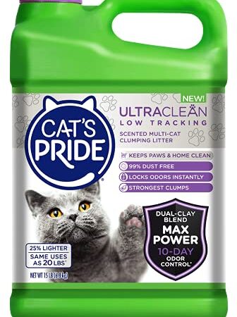 Cat's Pride Max Power UltraClean Low-Tracking Multi-Cat Clumping Litter 15 Pounds, UltraClean Scented