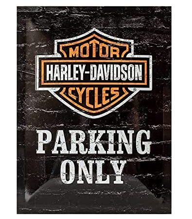 Harley-Davidson Parking Only – Gift idea for motorcycle fans, Metal Plaque, Vintage design for decoration - Tin signs Metal Poster Gift 200mm x 300mm