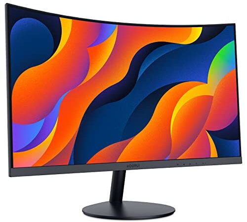 KOORUI 24-Inch Curved Computer Monitor- Full HD 1080P 60Hz Gaming Monitor 1800R LED Monitor HDMI VGA, Tilt Adjustment, Eye Care, Black 24N5C