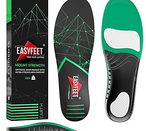 {New 2022} 220+ lbs Plantar Fasciitis Strong Arch Support Insoles Inserts Men Women - Flat Feet - Orthotic Insoles High Arch for Arch Pain - Work Boot Shoe Insole - Heavy Duty Support Pain Relief