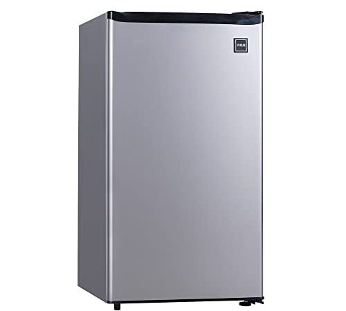 RCA RFR322 Mini Refrigerator, Compact Freezer Compartment, Adjustable Thermostat Control, Reversible Door, Ideal Fridge for Dorm, Office, Apartment, Platinum Stainless, 3.2 Cubic Feet