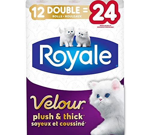 Royale Velour Plush & Thick, 12 Double Rolls Equivalent to 24 Rolls - 2 ply - 142 Sheets per roll