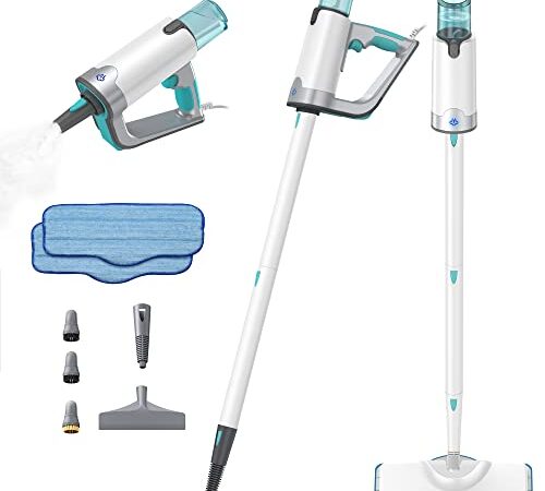 Steam Mop Cleaner with Detachable Tank, Portable Handheld Steam Cleaner with 15s Fast Heat-up and Long Steam Time,1200W Powerful Steam Mop with Attachments Kit for Hardwood Floors, Carpet, Light Blue