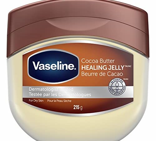 Vaseline Healing Jelly Cocoa Butter made with triple purified petroleum jelly body moisturizer to help heal dry skin 215g