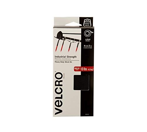 VELCRO Brand - Industrial Strength | Indoor & Outdoor Use | Superior Holding Power on Smooth Surfaces | Size 4ft x 2in | Tape, Black