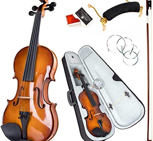 Violin 4/4 Full Size,Kmise Acoustic Violins Solid Wood Fiddle Set for Adults Beginners Students,with Violin Bow,Hard Case with Hygrometer,Shoulder Rest,Rosin,Extra Strings