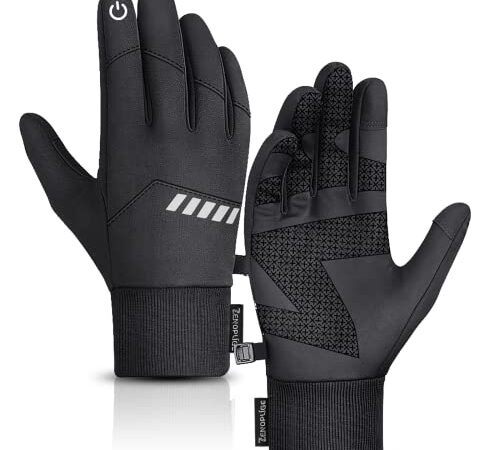 Zenoplige Winter Gloves Men Women Touch Screen Anti-Slip Waterproof Cycling Gloves for Sports Running Hiking Driving