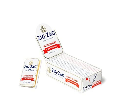 Zig-Zag - Slow Burning Rolling Papers, Carton of 25 packs, 100 Leafs per Pack, Size Single Wide (Regular), (2 Sizes) Available, Kut Corners Easy Rolling, 100% Natural Gum Arabic, No Bleach, Authentic (White)