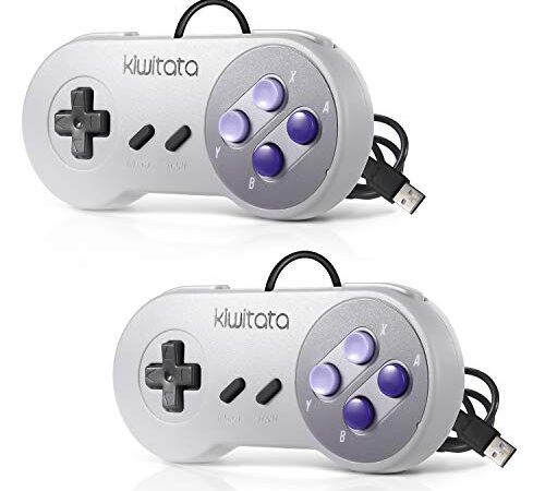 2X SNES Classic USB Controller for Retro Gamings, kiwitatá USB Super NES Wired Game Controller Joystick for Windows PC Mac Raspberry Pi