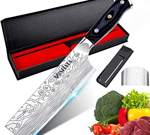 7" Nakiri Knife - MOSFiATA Nakiri Chef Knife High Carbon German Stainless Steel Nakiri Vegetable Knife, Multipurpose Kitchen Knives Nakiri Vegetable Cleaver Knife for Home and Kitchen with Ergonomic Handle