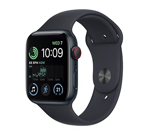 Apple Watch SE (2nd Gen) [GPS + Cellular 44mm] Smart Watch w/Midnight Aluminium Case w/Midnight Sport Band Fitness & Sleep Tracker, Crash Detection, Heart Rate Monitor, Water-Resistant