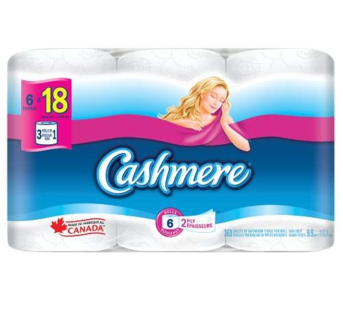 Cashmere Soft & Thick Toilet Paper, Hypoallergenic and Septic Safe, 6 Triple Rolls = 18 Single Rolls