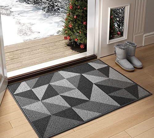 Color G Indoor Mat 20"x32" Entrance Mat Waterproof Front Door Mat Non Slip Washable Inside Mat for Entry Door - Black