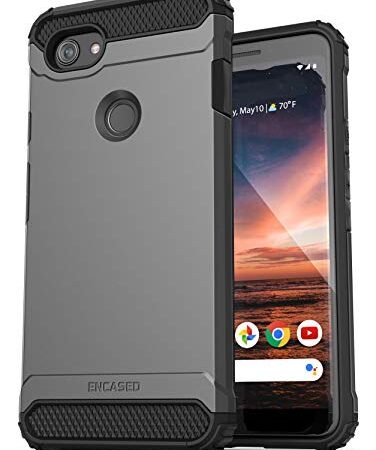 Encased Heavy Duty Pixel 3a Case (2019 Scorpio Series) Military Grade Rugged Phone Protection Cover Gunmetal Grey