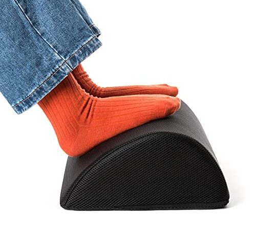 Foot Rest Under Desk, Ergonomic Footrest with Premium Memory Foam and Non-Slip Micro Beads Bottom, for Home Office Desk Airplane Travel for Relieving Knee Pain (Black)