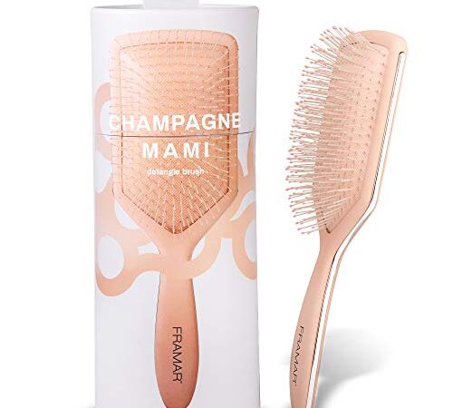 FRAMAR Detangling Hair Brush, Paddle Brush – Elegant Hair Brush For Women, Detangler Brush, Brosse A Cheveux, Curly Hair Brush, Hair Detangler for Women, Men and Children (Champagne)