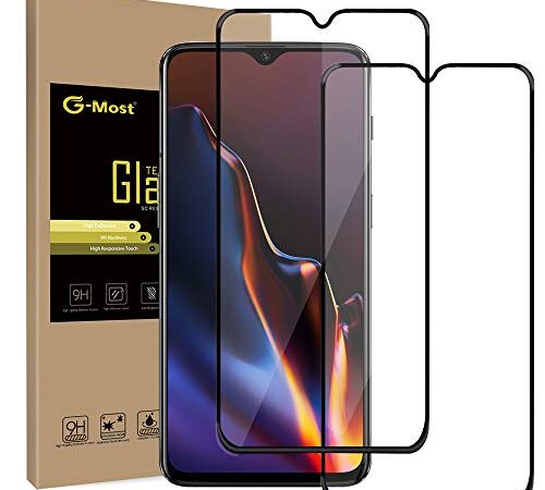 G-MOST Screen Protector for OnePlus 6T, [2-Pack] [No Rainbow Effect] [Full Coverage] HD Tempered Glass Screen Cover Shield for OnePlus6T - Black