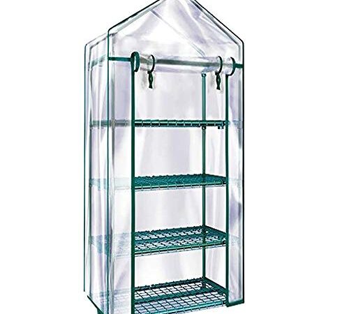 Hannah's Patio Homes Garden 4-Tier Shelves Mini Greenhouse, serre ¨¤ jardin, Warm Tight Commercial PVC Indoor Outdoor Clear Greenhouse Plant Flower Grow Tent Zipper Roll Up Front 27 in. L x 19 in. W x 63 in. H #G-4404