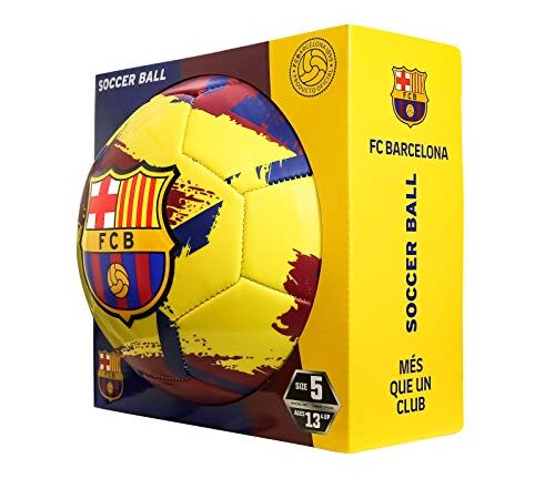 Icon Sports FC Barcelona Brush Team Soccer Ball, Brush Yellow, 5