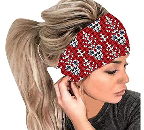 Littleice Headband Band Wrap Women Print Hair Headband Headband Bandana Head Elastic Headband Add on Items Soccer, Red, One Size