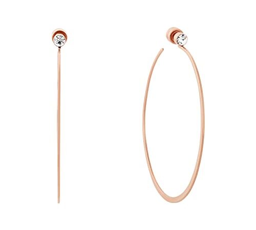 Michael Kors Women's Stainless Steel Rose Gold-Tone Hoop Earrings, Medium, Metal