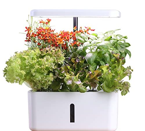 Moistenland Hydroponics Growing System,Indoor Garden,Herb Garden Indoor Kit,with Water Circulatory System/Efficiency Growth LED Lights/Vegetable Mode & Fruit Mode/Ideal Gift（8 Pods）