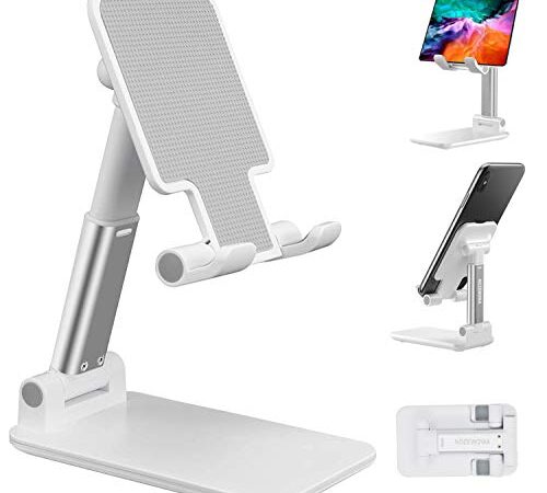 NOZEWOWA Cell Phone Stand for Desk,Foldable iPad Holder Height Angle Adjustable Cell Phone Stand,Portable Desktop Phone Holder Compatible with iPhone 13 12 Pro Max iPhone 11 XR X SE 8 Samsung/Kindle