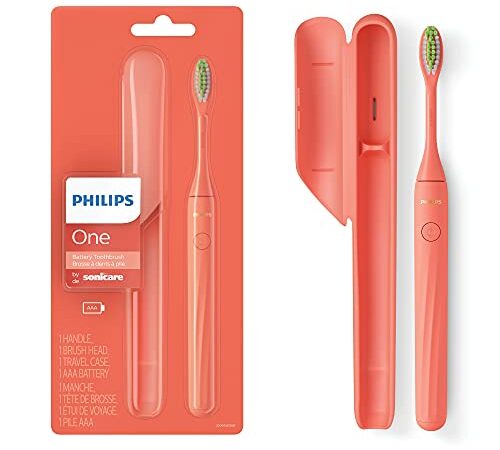 PHILIPS One By Sonicare Battery Toothbrush, Miami Coral, Hy1100/01, 1 Count