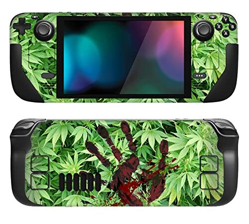 PlayVital Full Set Protective Skin Decal for Steam Deck, Custom Stickers Vinyl Cover for Steam Deck Handheld Gaming PC - Blood Handprint Weeds