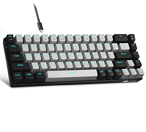 Portable 60% Mechanical Gaming Keyboard, MageGee MK-Box LED Backlit Compact 68 Keys Mini Wired Office Keyboard with Blue Switch for Windows Laptop PC Mac - Black/Grey