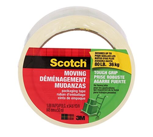 Scotch Packing Tape Tough Grip Moving Tape, 1.88" x 50m, 1 Roll