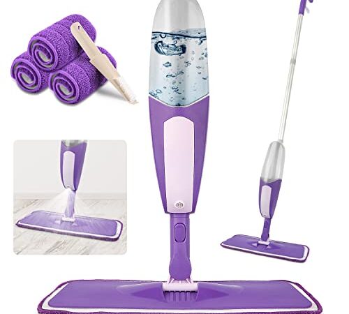 SEVENMAX Spray Mops for Floor Cleaning - Microfiber Floor Mop with 550ML Refillable Bottle 3 Washable Pads Kitchen Dry Wet Mop for Cleaning Hardwood Laminate Wood Ceramic Tiles Floor