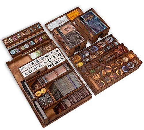 Smonex Wooden Organizer and Four Player Boards Compatible with Gloomhaven Board Game - Box Suitable for Storage All Gloomhaven Expansions - Gloomhaven Insert and Storage