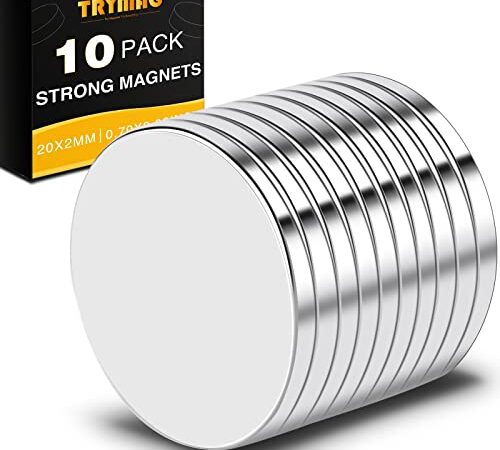TRYMAG Magnets, 10Pcs Strong Neodymium Magnets for Crafts, Heavy Duty Magnets Small Round Refrigerator Magnets for Office, Whiteboard, Dry Erase Board Cabinets - 0.79 x 0.08 Inch
