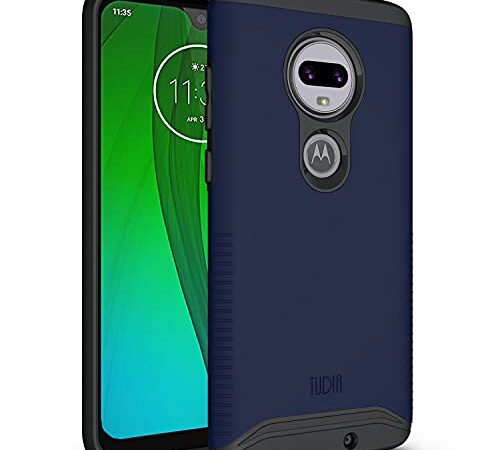 TUDIA DualShield Designed for Moto G7 Case/Moto G7 Plus Case, [Merge] Shockproof Tough Dual Layer Hard PC Soft TPU Slim Protective Case - Indigo Blue