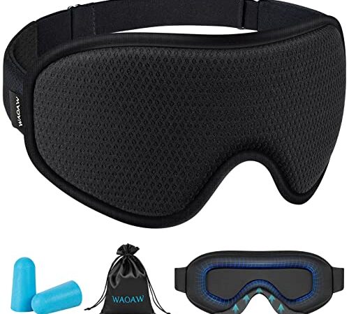 WAOAW Sleep Mask for Women Men , Eye Mask Sleep of 3D Light Blocking Blindfold (Black)