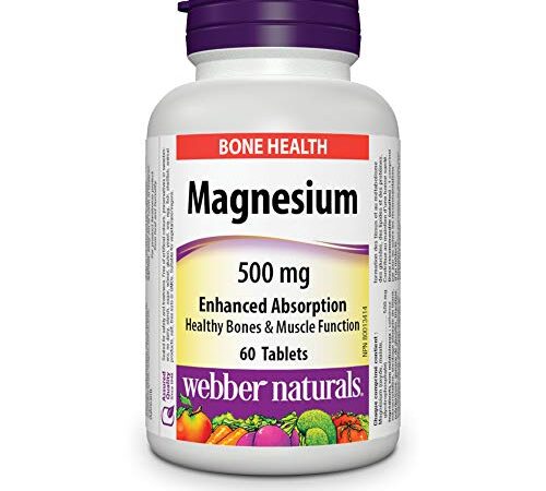 Webber Naturals Magnesium 500 mg, 60 Tablets, Enhanced Absorption Mineral, Supports Bone and Muscle Functions, Vegan